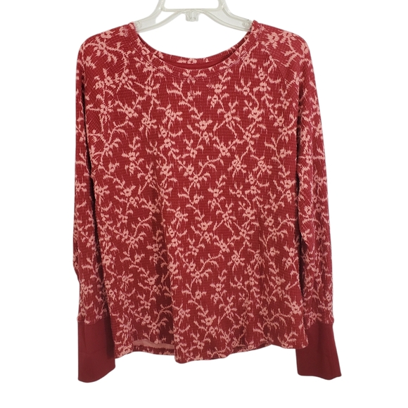 Knox Rose Thermal Knit Top Pink Floral Long Sleeve Boho Hippie NWT Size XXL - Picture 1 of 8
